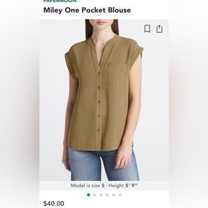 Papermoon Miley one pocket blouse in olive